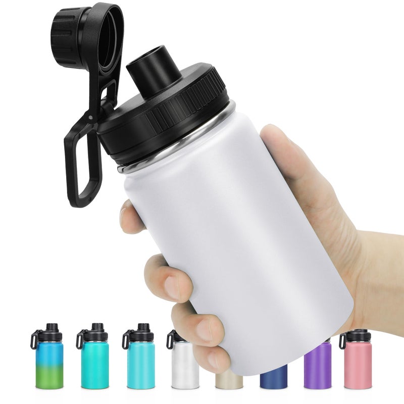 Milifox 12 oz Insulated Water Bottle, Double Wall Vacuum Insulated Stainless Steel Water Bottles - Wide Mouth Leakproof BPA Free with Chug Lid, 18 Hours Cold and 8 Hours Hot(White) - Image 1