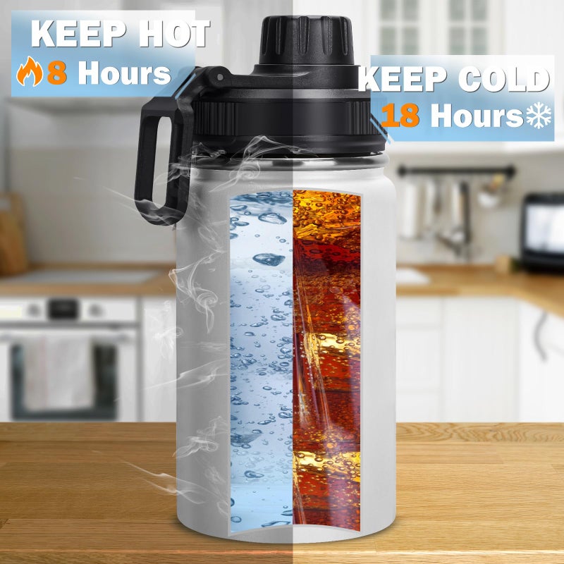 Milifox 12 oz Insulated Water Bottle, Double Wall Vacuum Insulated Stainless Steel Water Bottles - Wide Mouth Leakproof BPA Free with Chug Lid, 18 Hours Cold and 8 Hours Hot(White) - Image 3