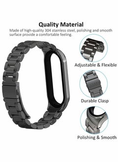 Y&D Metal Watch Strap for Xiaomi Band, Stainless Steel WatchBand, Replacement Smartwatch Bands, Band 6/5/4/3 (Black)  - Image 2
