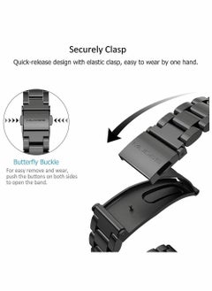 Y&D Metal Watch Strap for Xiaomi Band, Stainless Steel WatchBand, Replacement Smartwatch Bands, Band 6/5/4/3 (Black)  - Image 3