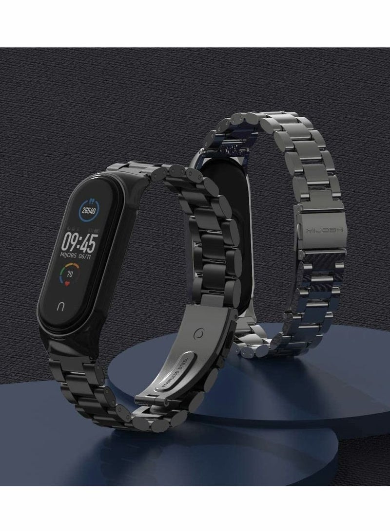 واي آند دي Metal Watch Strap for Xiaomi Band, Stainless Steel WatchBand, Replacement Smartwatch Bands, Band 6/5/4/3 (Black) - Image 5