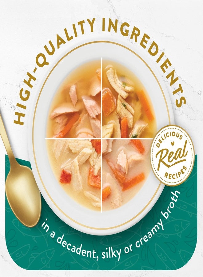 Fancy Feast Purina Fancy Feast Broth Complement Chicken and Seafood Lickable Grain Free Wet Cat Food Variety Pack - (Pack of 20) 1.4 oz. Pouches - Image 2