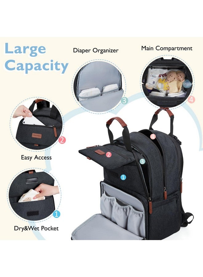 mommore Diaper Bag Backpack, Large Diaper Bag Expandable for 2 Kids/Twins, Durable Baby Bag with Changing Pad, Water Resistant Travel Diaper Backpack for Mom Dad - Image 3