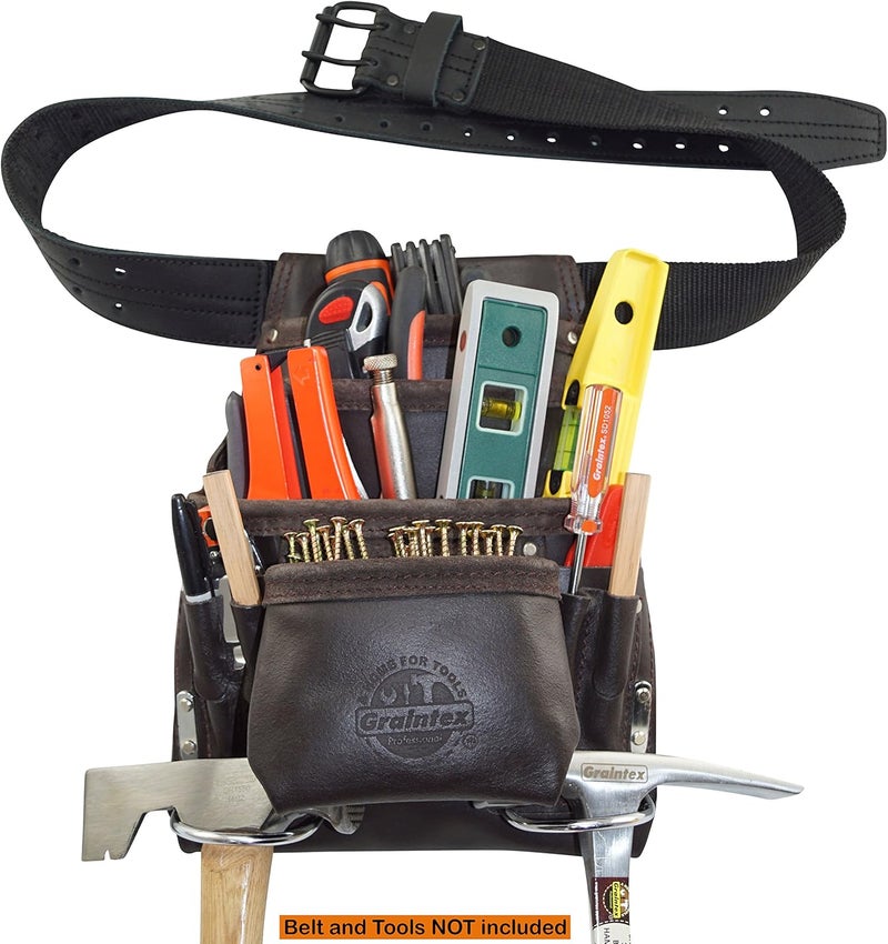 Graintex PS1234 10 Pocket Tool Pouch Oil Tanned Leather for Constructors, Electricians, Plumbers, Framers - Image 3