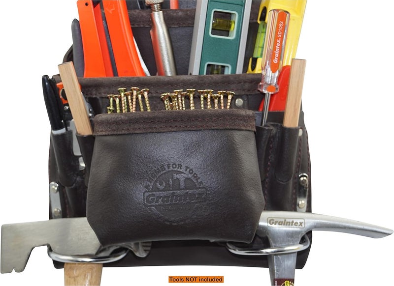 Graintex PS1234 10 Pocket Tool Pouch Oil Tanned Leather for Constructors, Electricians, Plumbers, Framers - Image 4