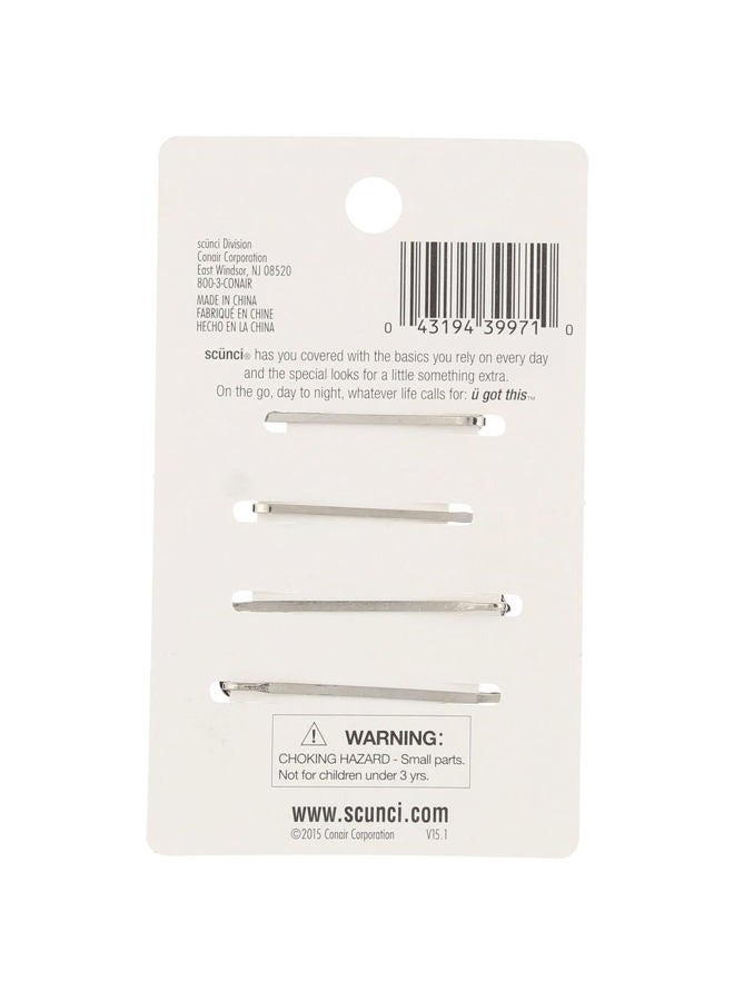 Scunci 4 Piece Rhinestone Slide Pins, Silver, 2 Sets, Adult Women, Formal Occasion, Elegant Style - Image 3