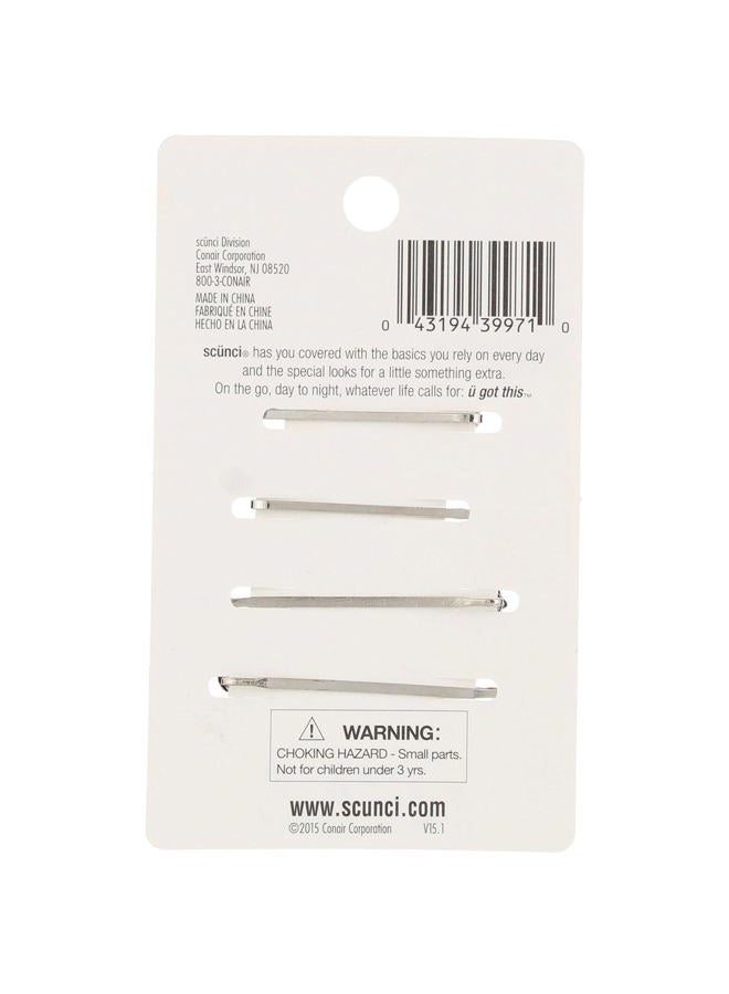 Scunci 4 Piece Rhinestone Slide Pins, Silver, 2 Sets, Adult Women, Formal Occasion, Elegant Style - Image 2