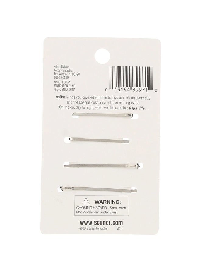 Scunci 4 Piece Rhinestone Slide Pins, Silver, 2 Sets, Adult Women, Formal Occasion, Elegant Style - Image 5