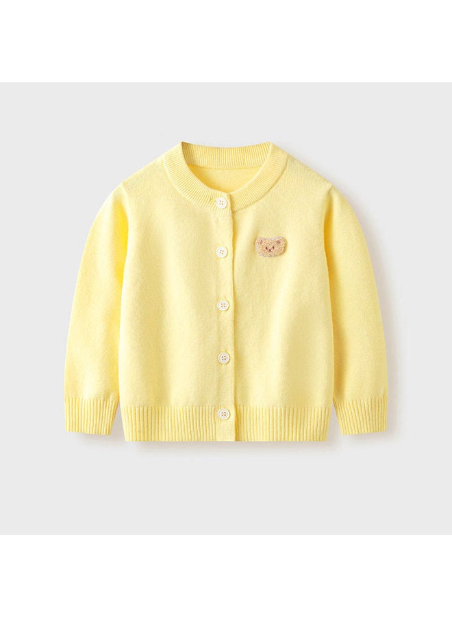 New Spring/autumn Children's Pure Cotton Thin Sweater Coat Girls Cartoon Baby Cardigan Knit Open Front