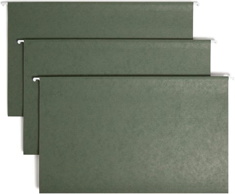 Smead Hanging File Folder with Tab 13Cut Adjustable Tab Legal Size Standard Green 25 per Box 64135