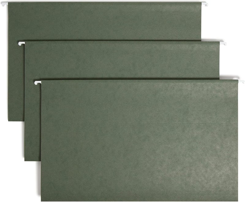 Smead Hanging File Folder with Tab 13Cut Adjustable Tab Legal Size Standard Green 25 per Box 64135