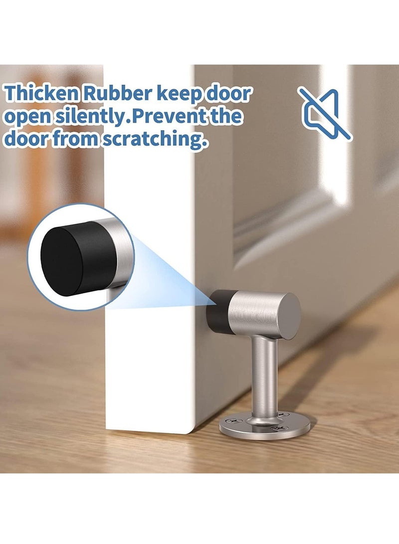 2 Packs Door Stops Rubber Black Door Stop Modern Chrome Silver Door Stopper Floor Mount Door Stop Heavy Duty Door Stopper with Rubber Bumper - Image 3