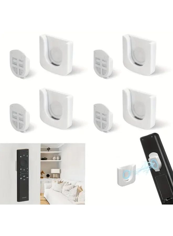 4pcs Wall Mounted Magnetic Remote Control Holder Self Adhesive No Drilling Required White - Image 1
