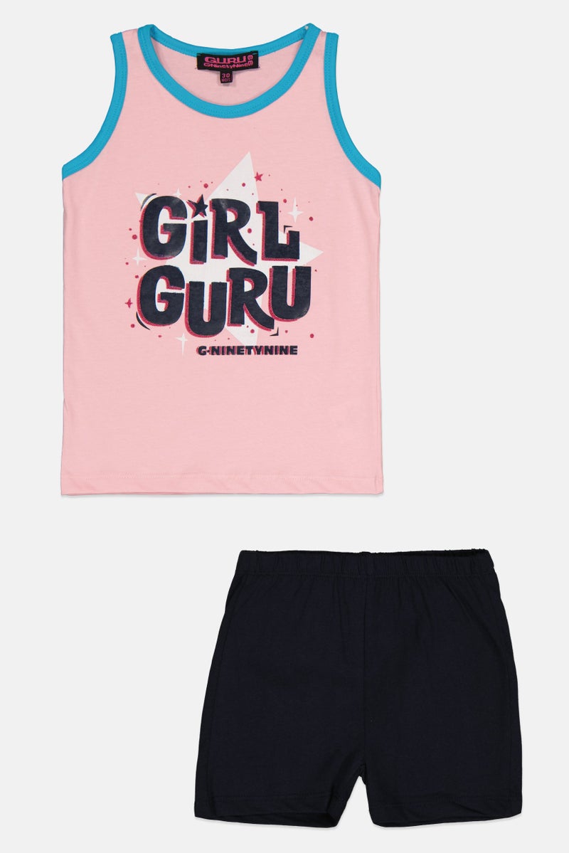 Guru 99 Toddlers Girl 2 Pieces Graphic Print Top And Bottom Set, Multicolor - Image 1