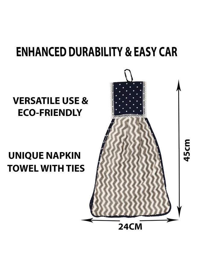 Kuber Industries Kuber Industries Napkin | Washbasin Hanging Napkin | Kitchen Towel with Ties | Napkin for Kitchen | Zig Zag Napkin for Bathroom | Hand Towel for Kitchen | Pack of 4 | Multi - Image 3