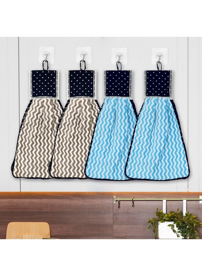 Kuber Industries Kuber Industries Napkin | Washbasin Hanging Napkin | Kitchen Towel with Ties | Napkin for Kitchen | Zig Zag Napkin for Bathroom | Hand Towel for Kitchen | Pack of 4 | Multi - Image 1