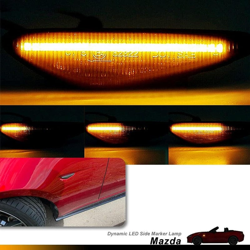 NSLUMO Sequential Amber LED Side Marker Lights for Mazda MX-5 ND & RX-8 - Smoked Lens - Image 5