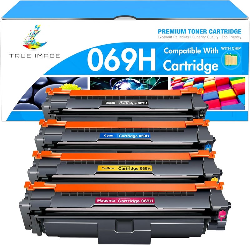 مجموعة خراطيش حبر 069H 069 MF753Cdw بديلة لخراطيش Canon MF753Cdw 069 069H لطابعات Canon Color ImageCLASS MF750C LBP674C Series MF751Cdw LBP674Cdw M753 M751 (أسود/سماوي/أصفر/أرجواني، 4 عبوات) - Image 1