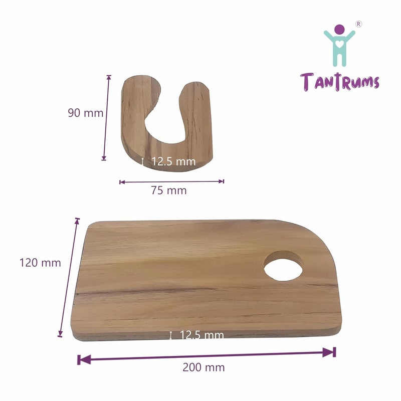Tantrums Kids Wooden Chopping Board and Knife Set - Montessori Pretend Play Kitchen Toy - Image 2