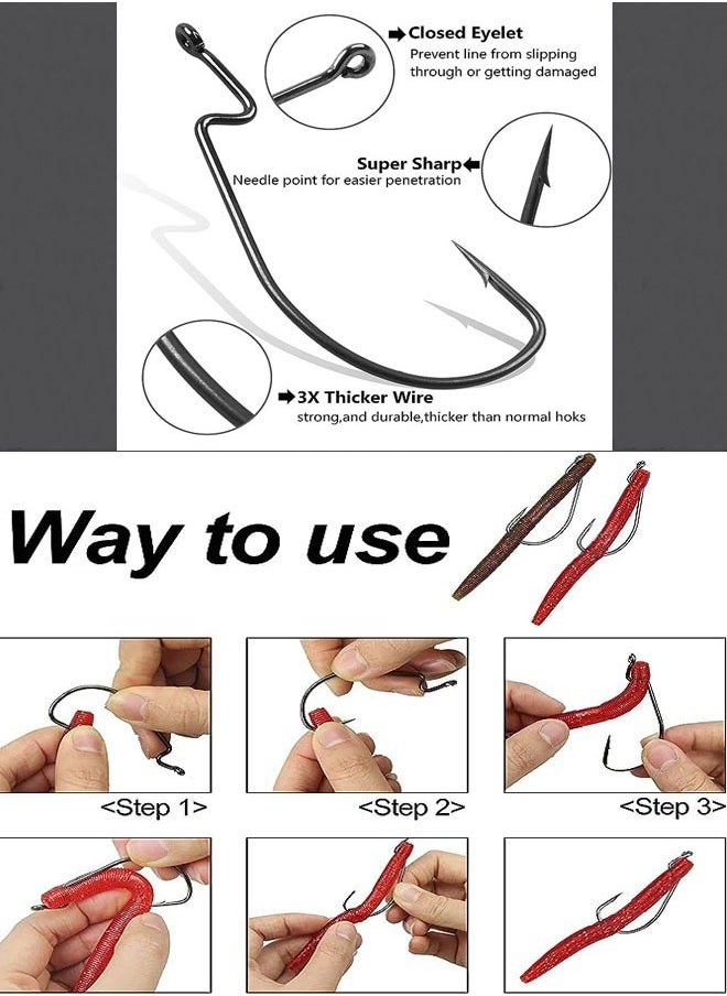 100 Pcs Fishing Hooks,Strong Sharp Soft Bait Jig Fish Hooks