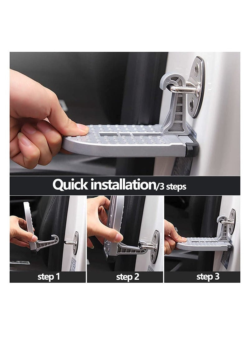 KASTWAVE Car Door Step, Car Latch Hook Door Step with Silicone Base, Multi-Functional Foldable Car Door Latch Hook Step Mini Foot Pedal Ladder, Assisting in Boarding The Roof - Image 2