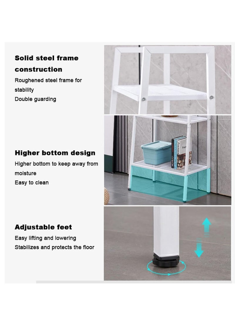 شو وو رف معدني على شكل شبه منحرف مكون من 4 طبقات، حامل عرض للنباتات والزهور، رف تخزين منزلي مستقل، رف تخزين متعدد الطبقات للحمام، أرفف سلم مفتوحة، رف كتب للمكتب المنزلي - Image 2