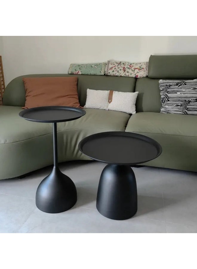 هيكسدريم طقم طاولتي قهوة دائريتين من الحديد المطاوع، طاولة جانبية بسيطة للأريكة، طاولة معدنية متداخلة، موفرة للمساحة، مناسبة لغرفة المعيشة وغرفة النوم والهواء الطلق. - Image 1