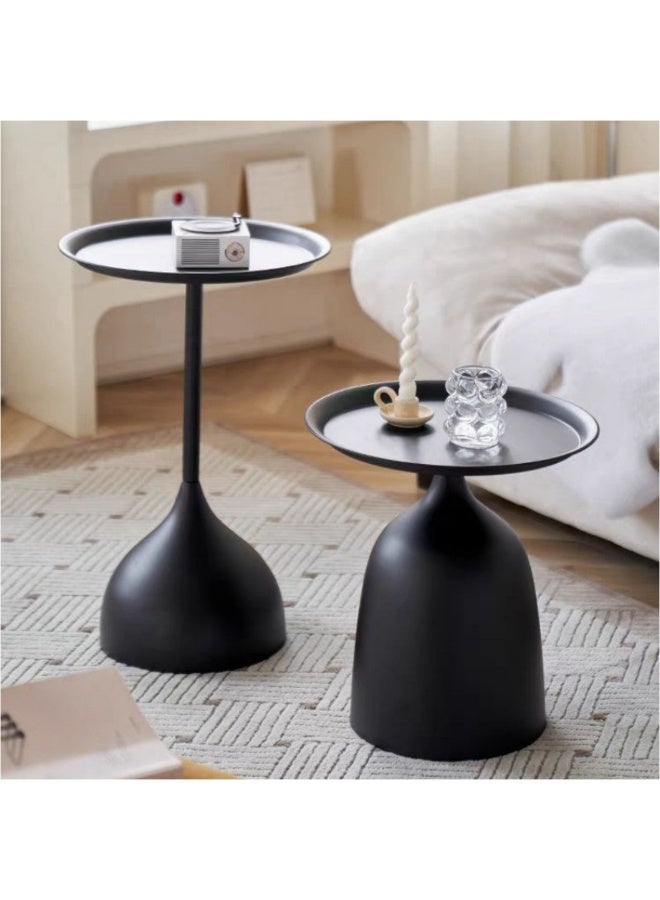 هيكسدريم طقم طاولتي قهوة دائريتين من الحديد المطاوع، طاولة جانبية بسيطة للأريكة، طاولة معدنية متداخلة، موفرة للمساحة، مناسبة لغرفة المعيشة وغرفة النوم والهواء الطلق. - Image 2