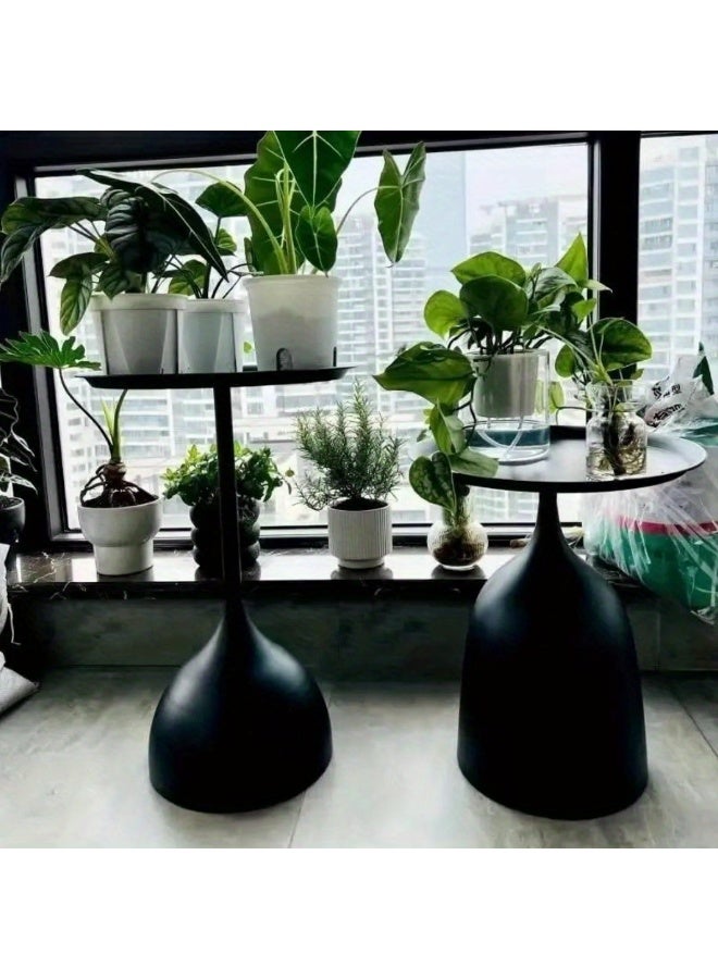 هيكسدريم طقم طاولتي قهوة دائريتين من الحديد المطاوع، طاولة جانبية بسيطة للأريكة، طاولة معدنية متداخلة، موفرة للمساحة، مناسبة لغرفة المعيشة وغرفة النوم والهواء الطلق. - Image 4