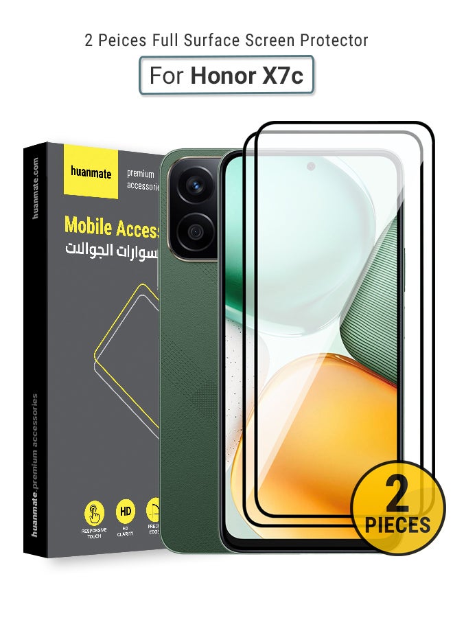 huanmate 2 Pieces Honor X7c Screen Protector – Premium Edge to Edge Tempered Glass, High Transparency, Delicate Touch, Anti-Explosion, Smooth Arc Edges, Easy Installation - Image 1