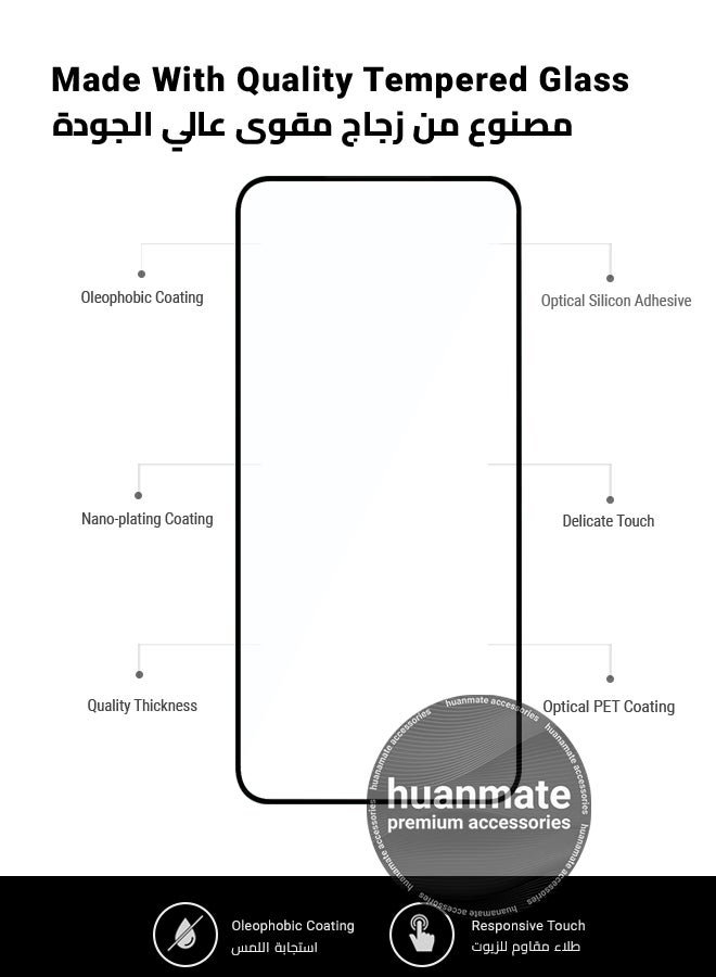 huanmate 2 Pieces Honor X7c Screen Protector – Premium Edge to Edge Tempered Glass, High Transparency, Delicate Touch, Anti-Explosion, Smooth Arc Edges, Easy Installation - Image 5