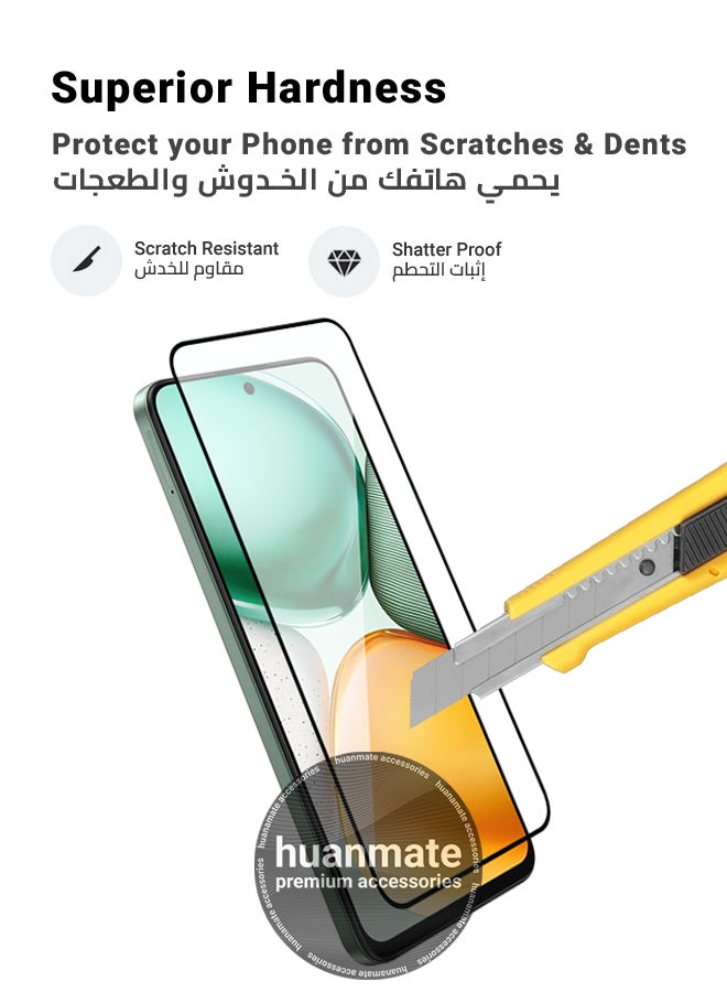 huanmate 2 Pieces Honor X7c Screen Protector – Premium Edge to Edge Tempered Glass, High Transparency, Delicate Touch, Anti-Explosion, Smooth Arc Edges, Easy Installation - Image 3