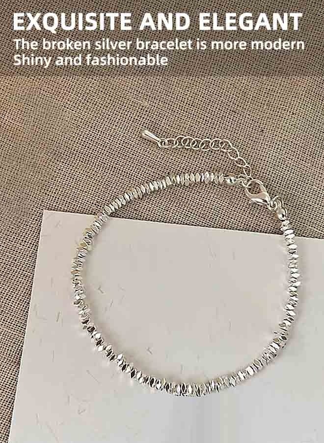 JUNO & Co. Women'S Pearl Bracelet 3-Piece Set, Exquisite Silver Beaded Elastic Bracelet, Can Be Stacked, Suitable For Weddings, Balls, Brides And Bridesmaids - Image 3