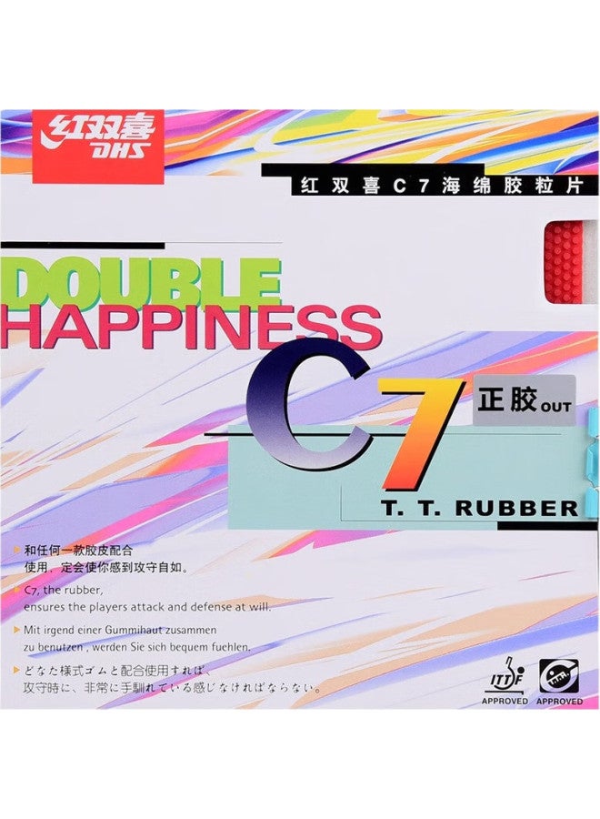 DHS Happiness Red Long Pips Table Tennis Rubber C7 C-7 Magician Red 1.0 - Image 1