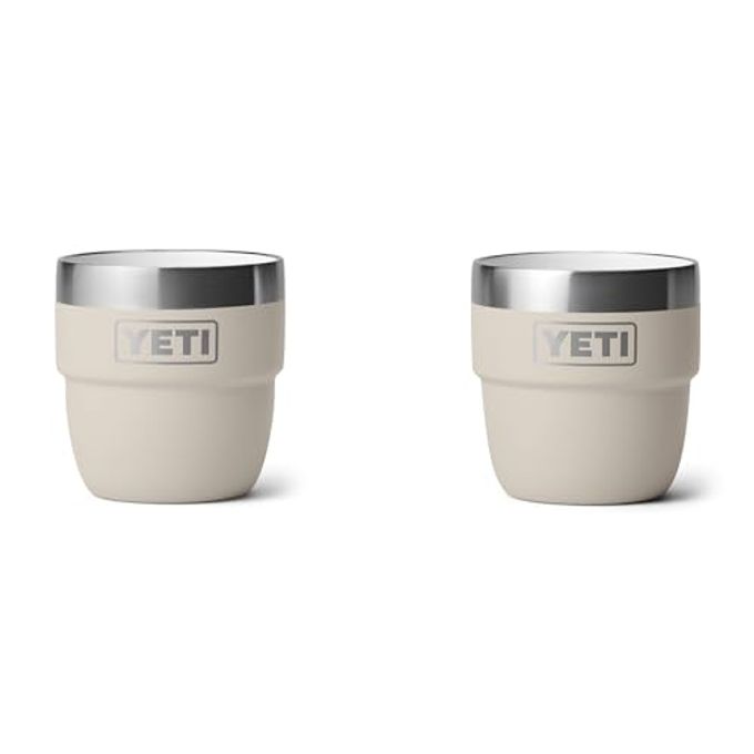 YETI Rambler 4 oz Stackable Cup, Stainless Steel, Vacuum Insulated Espresso/Coffee Cup, 2 Pack, Cape Taupe