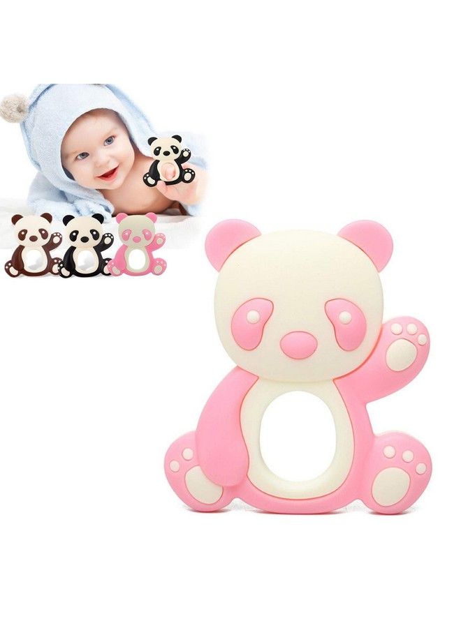 iSweven Teethers For Babies ; Bpa Free Silicone Soft Baby Toys ; Panda Shaped Baby Gum Molar Chew Toy Releive Long Tooth Pain ; Toodle Teething Pacifier (3 12 Months Pink) - Image 2