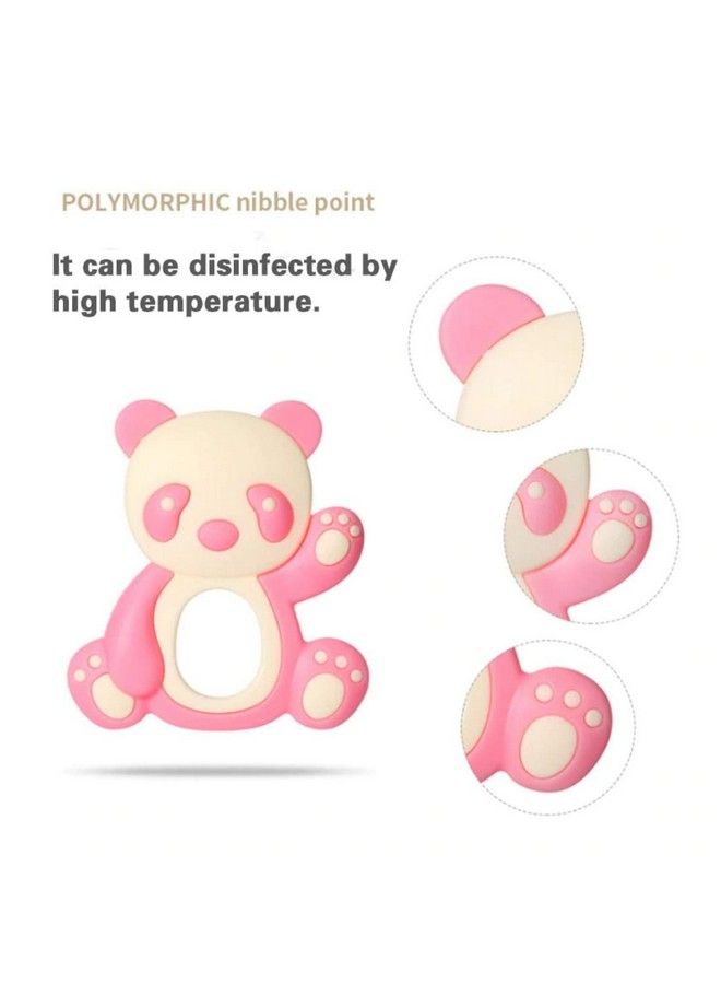 iSweven Teethers For Babies ; Bpa Free Silicone Soft Baby Toys ; Panda Shaped Baby Gum Molar Chew Toy Releive Long Tooth Pain ; Toodle Teething Pacifier (3 12 Months Pink) - Image 4