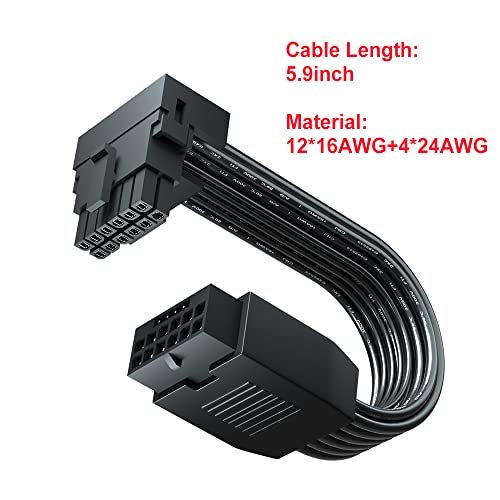 JOYJOM PCI-e 5.0 12VHPWR 16Pin Right Angle Adapter Female to Male Extension Cable, 16AWG 600W 12VHPWR 90 Degree Adapter for Graphic Card GPU 12+4pin RTX 3090Ti 4070Ti 4080 4090 (Type A) - Image 5