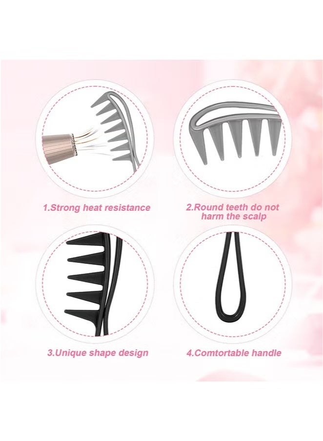 2 Pcs Wide Tooth Comb, Large Texture Combs, Wide Tooth Curl Comb Shark Teeth Hairstyle Tool (Black, Grey) - Image 3