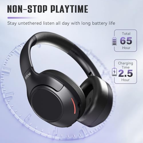 FIFINE Wireless Bluetooth Headphones, Over-Ear Noise Canceling Headphones with Soft Earmuffs, Up to 65H Playtime for Music, Phone Calls, Sport Travel Headset for iPhone/Android/Tablet-X3 Black - Image 4