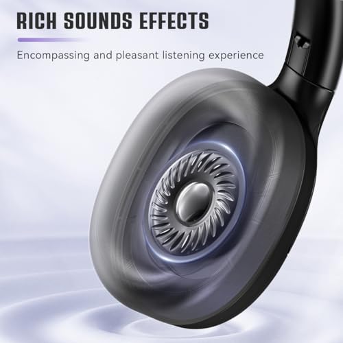FIFINE Wireless Bluetooth Headphones, Over-Ear Noise Canceling Headphones with Soft Earmuffs, Up to 65H Playtime for Music, Phone Calls, Sport Travel Headset for iPhone/Android/Tablet-X3 Black - Image 3