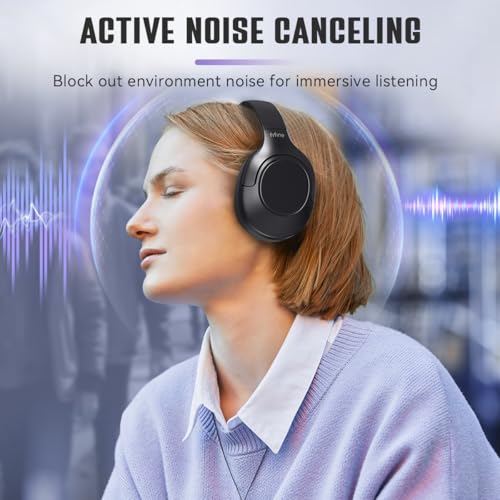 FIFINE Wireless Bluetooth Headphones, Over-Ear Noise Canceling Headphones with Soft Earmuffs, Up to 65H Playtime for Music, Phone Calls, Sport Travel Headset for iPhone/Android/Tablet-X3 Black - Image 2