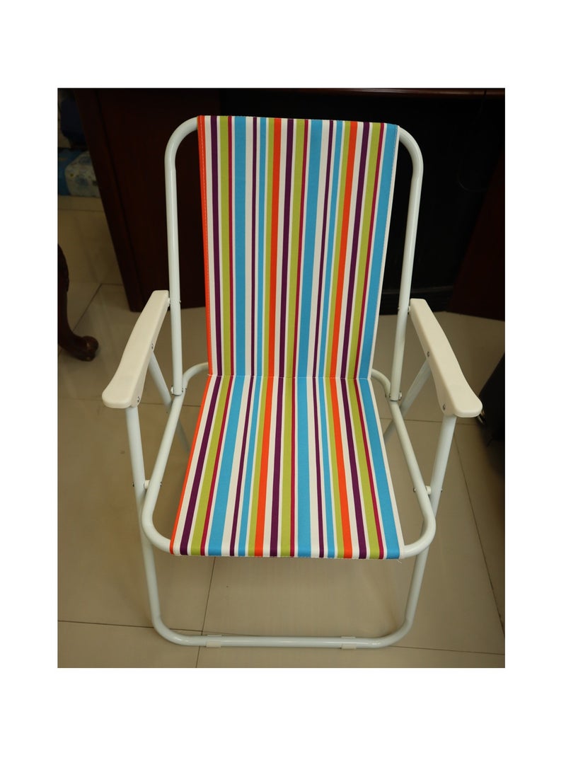 Yuwell 1 Piece Beach Chair Foldable Camping Chair For Outdoor Camp Beach Travel Picnic Hiking, Multicolor 47X48X67CM - Image 1