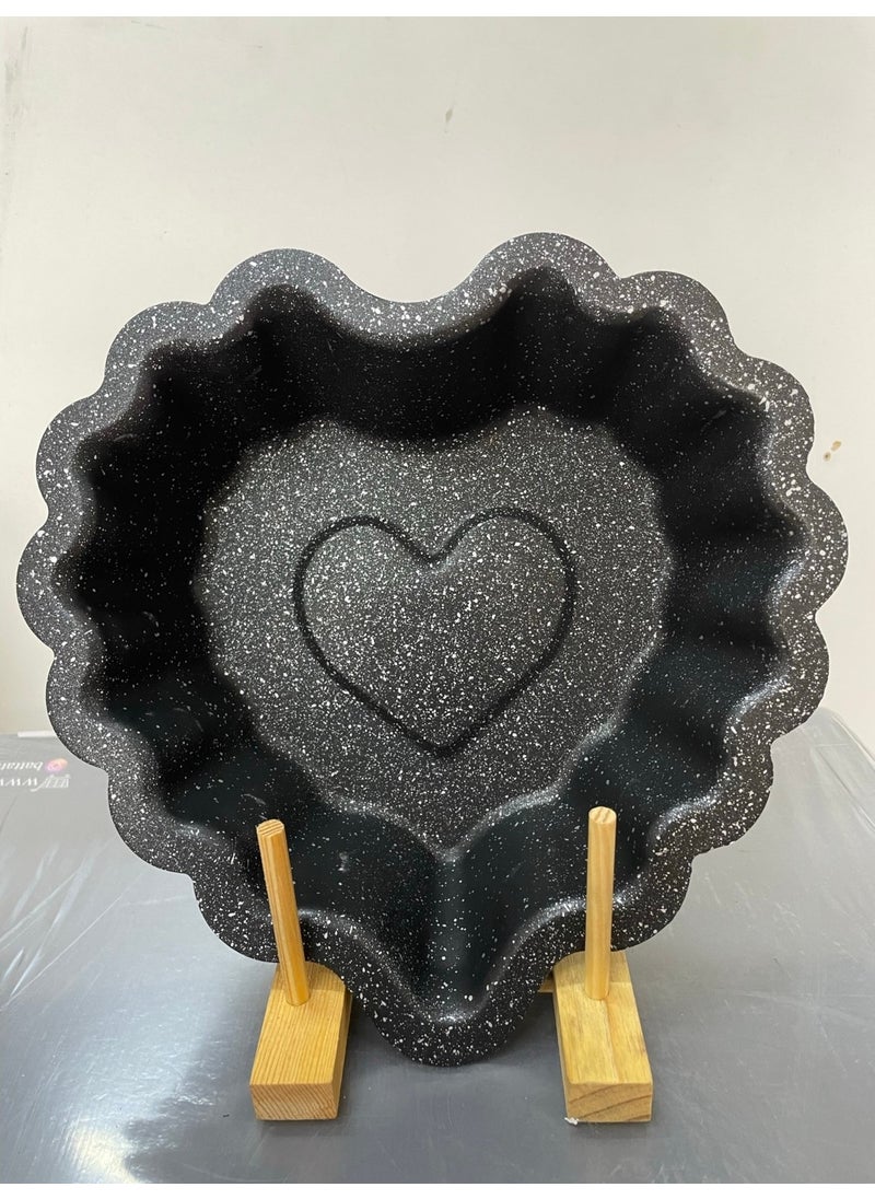 Zetmon - Factory Aluminum Granite Heart Cake Mold 26CM Sliced ​​Tart Pie Mold Fireproof Non-Stick Black - Image 1