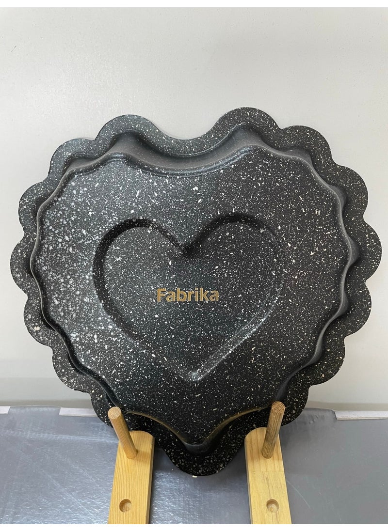 Zetmon - Factory Aluminum Granite Heart Cake Mold 26CM Sliced ​​Tart Pie Mold Fireproof Non-Stick Black - Image 1