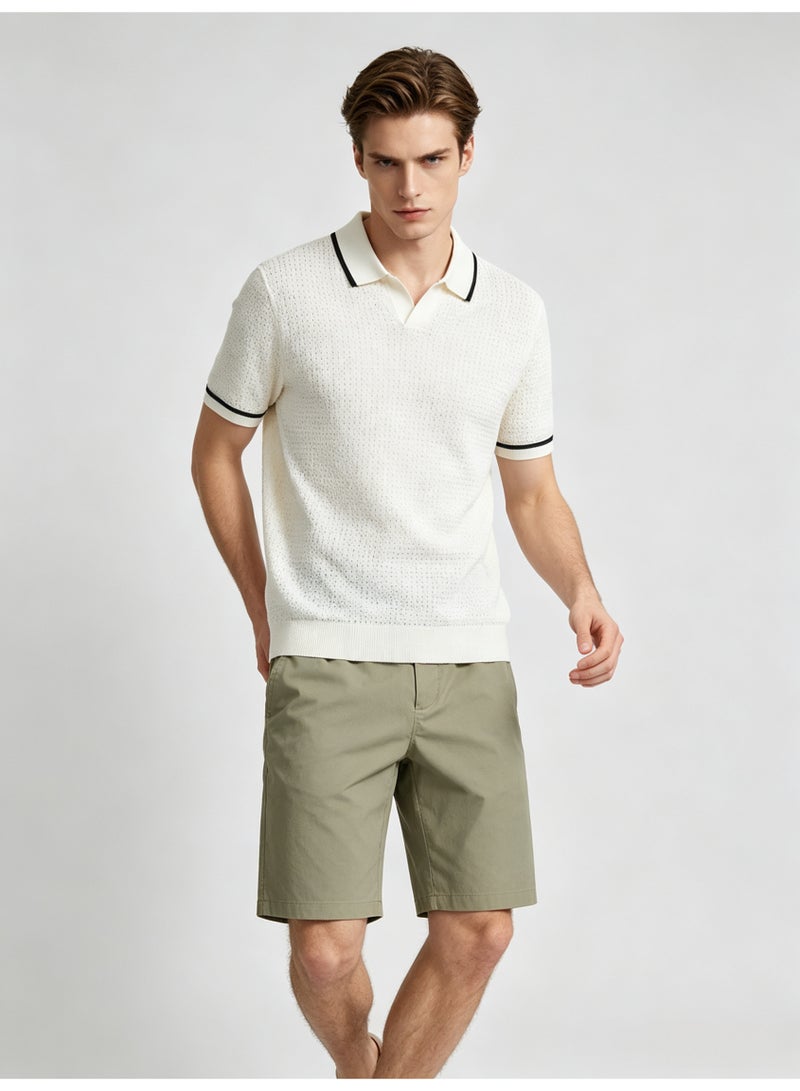زارا Zara men's short sleeve Polo shirt with contrast lapels - Image 2