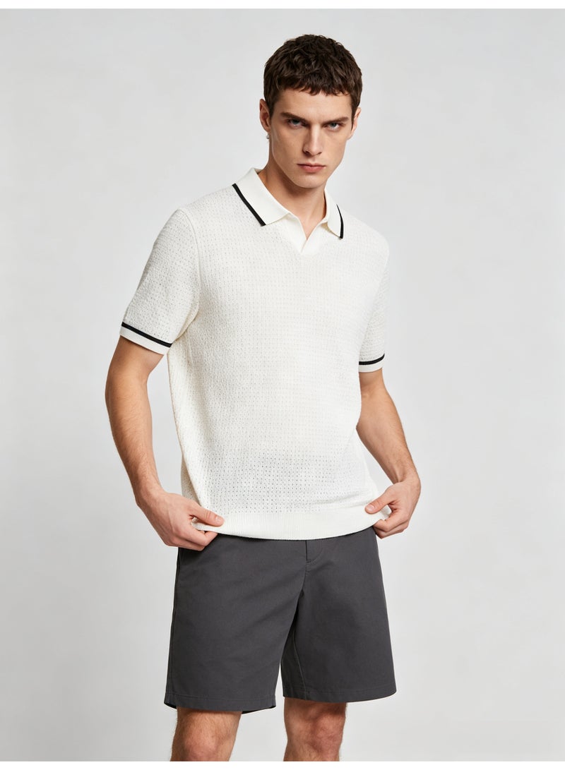زارا Zara men's short sleeve Polo shirt with contrast lapels - Image 5