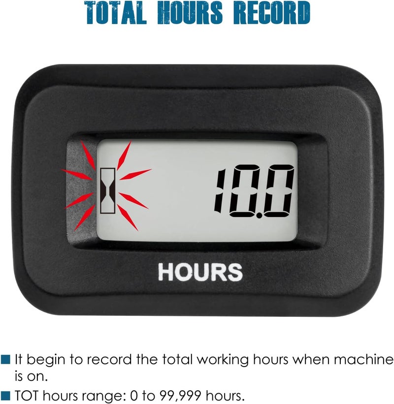 Runleader 2 Pieces Digital Hours Counter,AC/DC 5V to 277V for Garden Tractor Generator Scooter Club Car Forklift Leaf Trimmer etc.(2) - Image 2