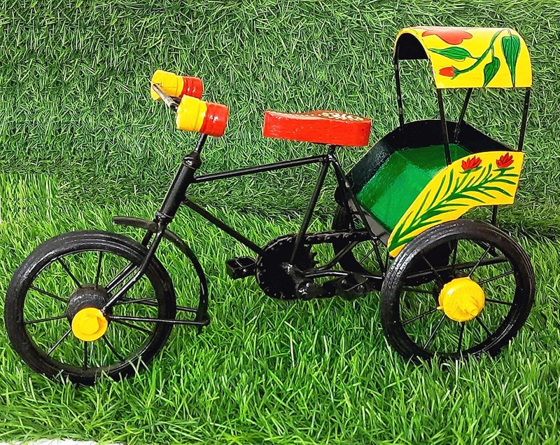 Paartha Saarthi Paartha Saarthi Handicrafted Wooden Antique Classic Retro and Wrought Iron Model Miniature Bicycle FigurineCycleRickshaw Showpiece TableHomeOffice Decor Multicolour 126 x 472 x 866 In  - Image 2