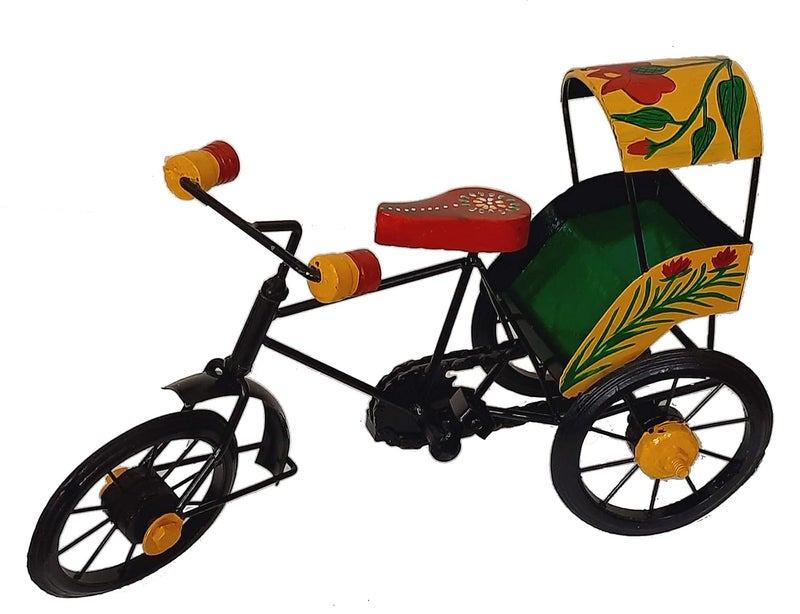 Paartha Saarthi Paartha Saarthi Handicrafted Wooden Antique Classic Retro and Wrought Iron Model Miniature Bicycle FigurineCycleRickshaw Showpiece TableHomeOffice Decor Multicolour 126 x 472 x 866 In  - Image 3